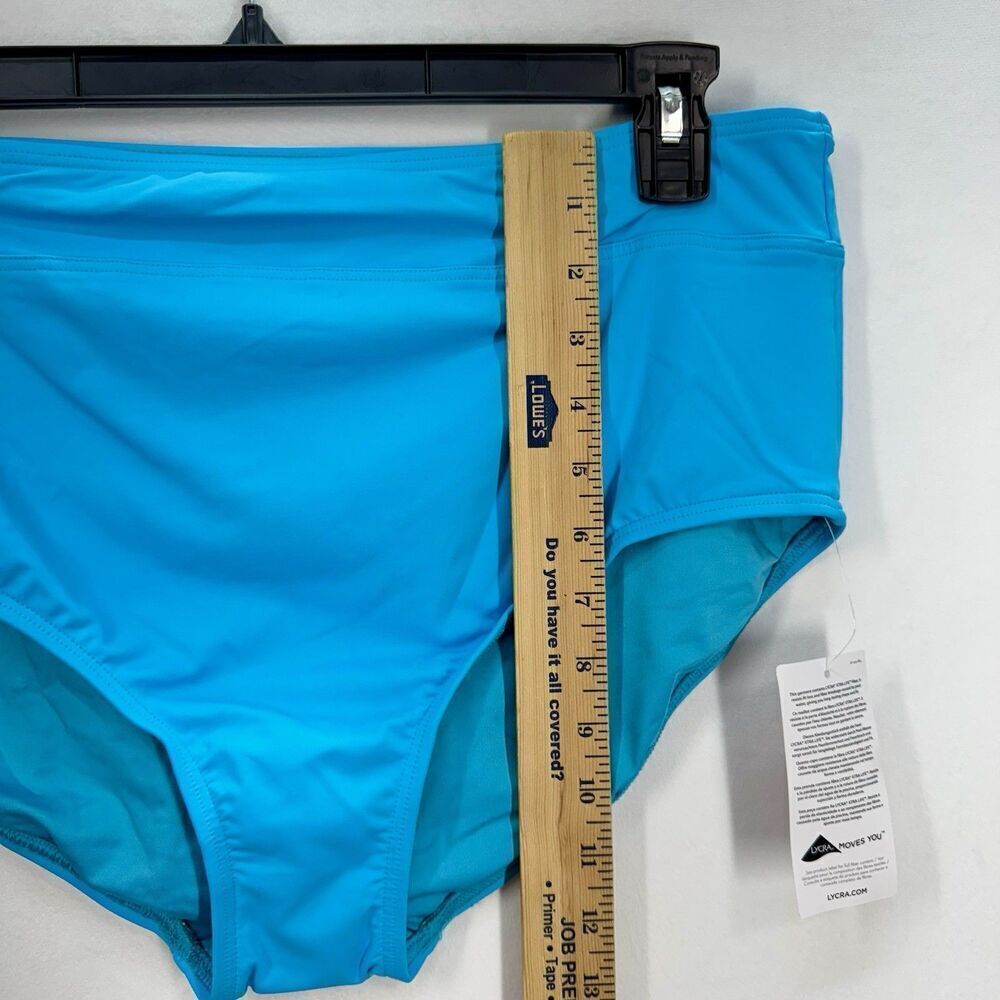 Lands End High Waisted Bikini Swim Bottoms Size 16 Turquoise Chlorine Resistant - Picture 8 of 9